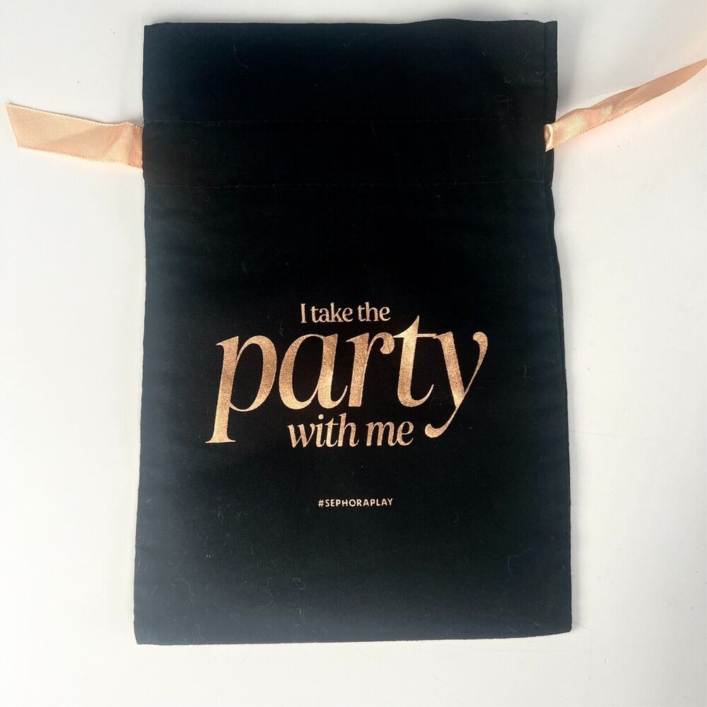 Sephora Take the Party With Me Cloth MakeUp Delicates Travel Bag Black New